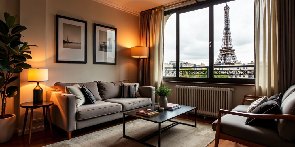 Intérieur d'un appartement parisien chaleureux et accueillant.